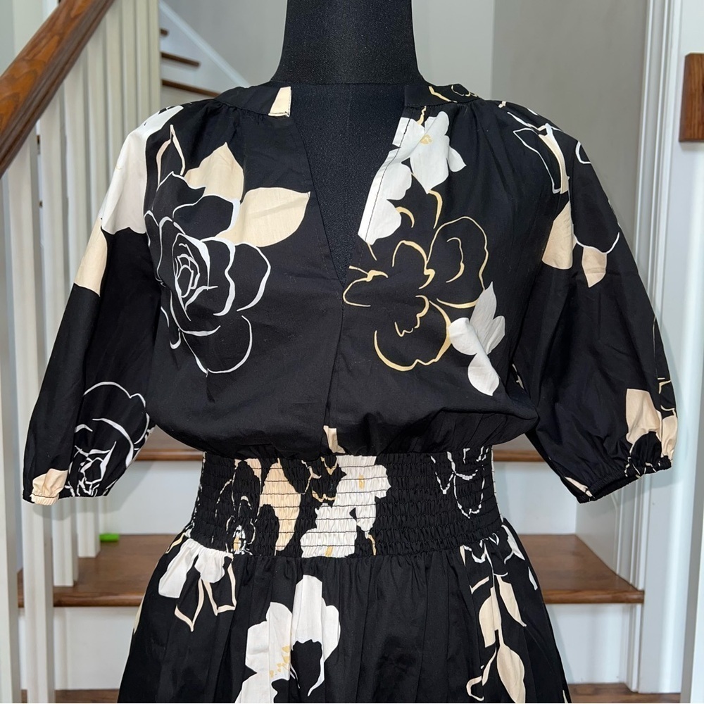 Baltic Born Hacienda Tiered Floral Black and White Women's Dress - Picture 5 of 11